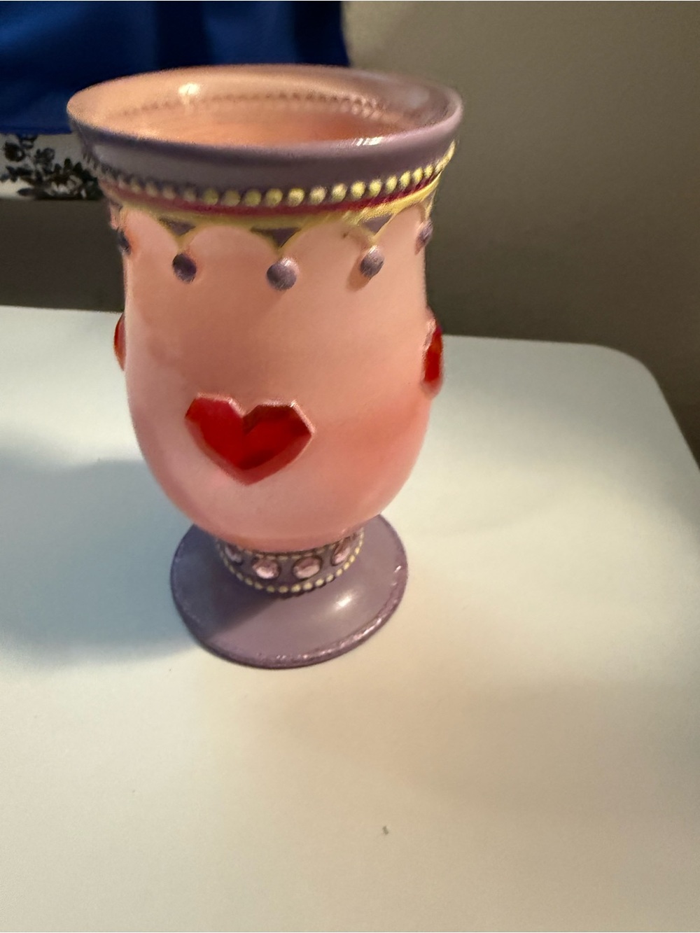Decorative Pink and Purple Heart Accent Vase - Brand Unspecified